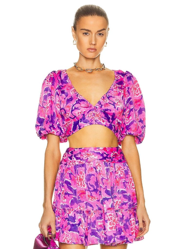 Rococo Sand Lei Top Bubblegum Pink & Purple Womens Size Small